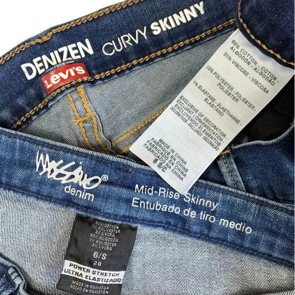 Levi's Mossimo Bundle of Two Denim Blue Jeans Skinny Mid Rise Stretchy Sizes 6S - Picture 15 of 15